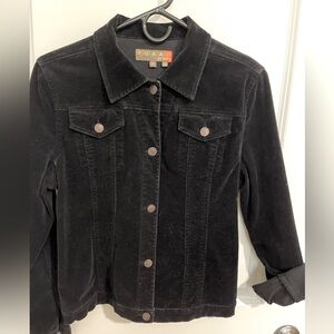 YUKA Jeans Black Corduroy Jean Jacket, EUC Size M